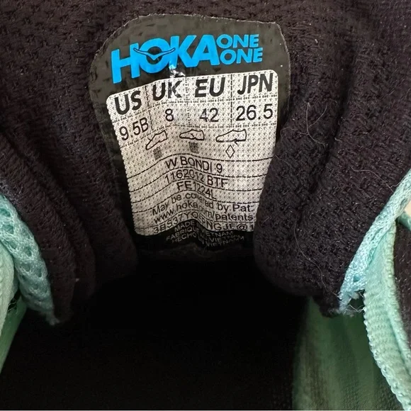 Hoka Bondi 9 Blue Spark/ Mint Flourite Women’s 9.5 - Picture 7 of 7